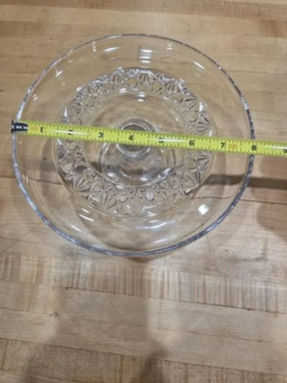 Vintage Clear Pressed Glass Pedestal Cake Stand Starburst 8 inch